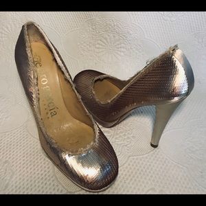 Pedro Garcia gold sequin heels